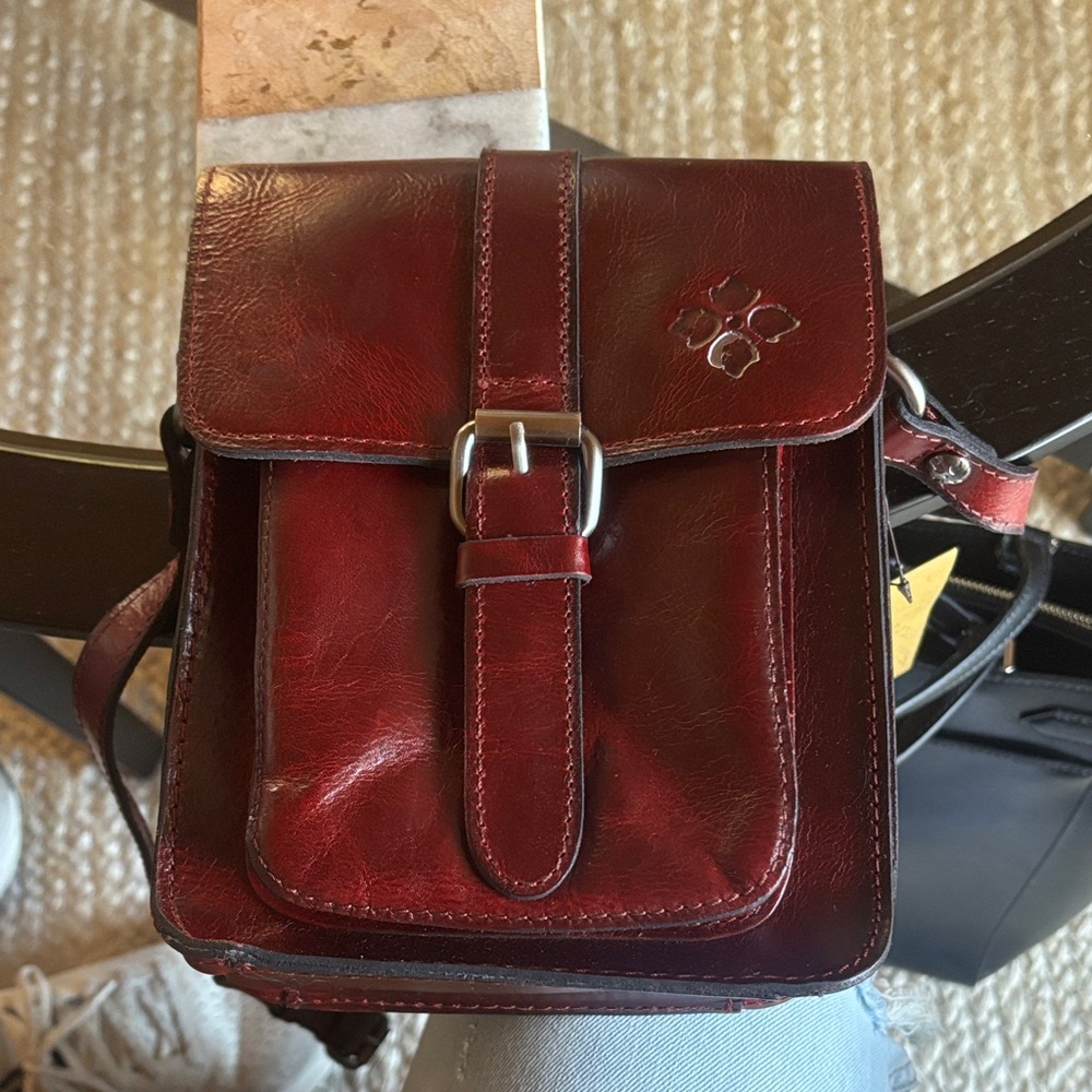 Patricia Nash Deep Red Leather Messenger Bag